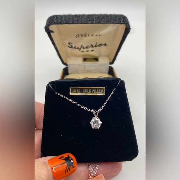 Cubic Zirconia 14kt Gold Filled Necklace by Jewels by Superior Original Box - Picture 5 of 9